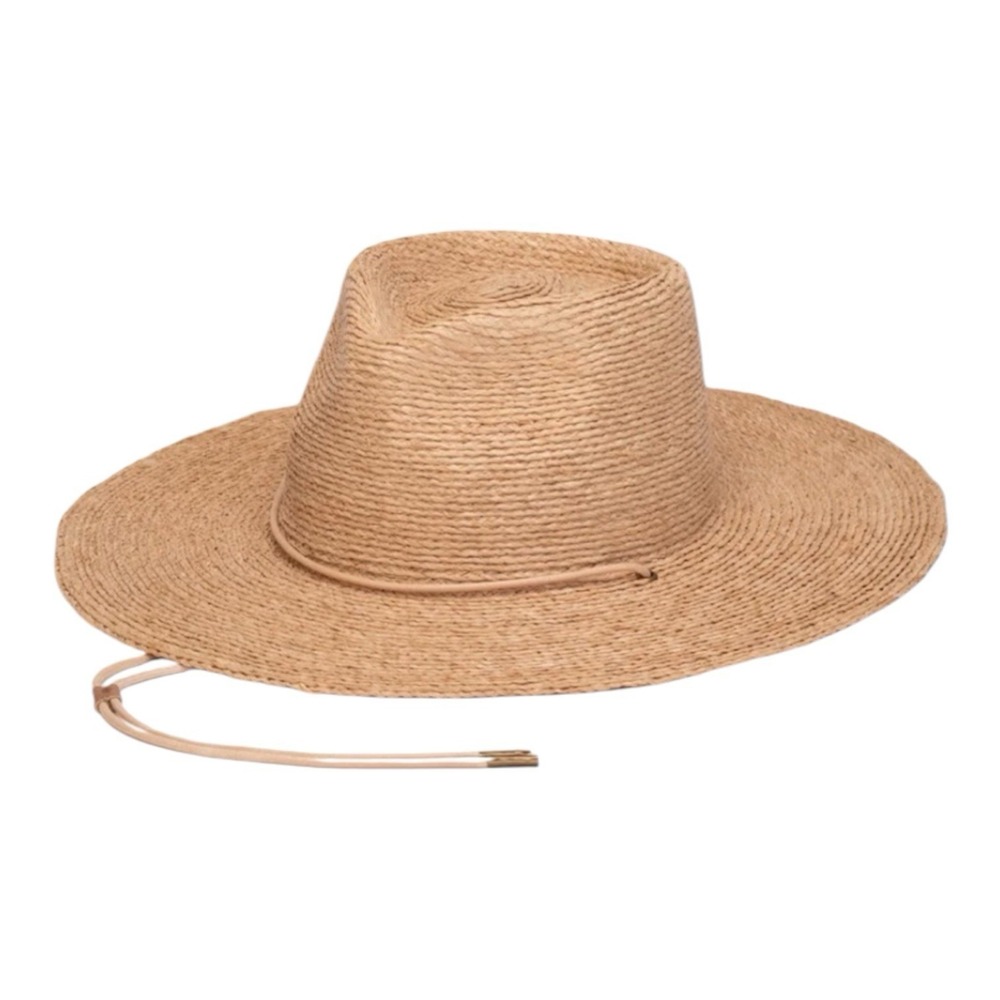 Natural Straw Wide-Brim Sun Hat with Chin Strap